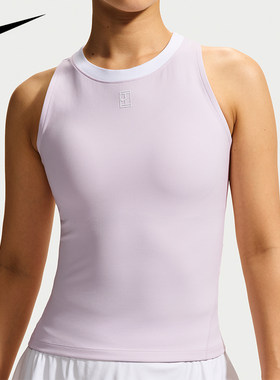Nike耐克网球背心女新品粉色运动上衣小众修身透气运动休闲网球服
