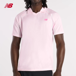 New Balance网球运动POLO衫男短袖粉色透气户外运动休闲网球上衣