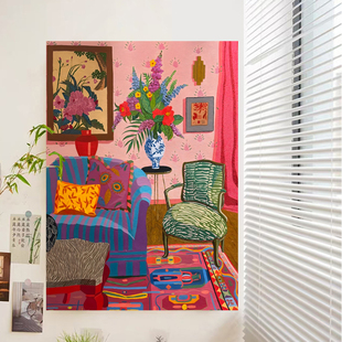 马蒂斯梵高北欧ins小众墙壁装饰挂毯宿舍背景布床头卧室背景挂布