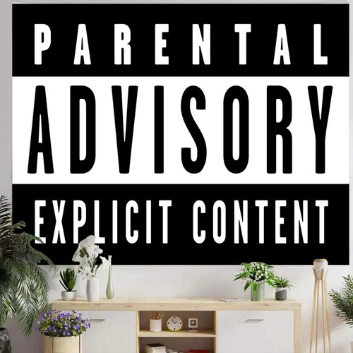 Parental Advisory街头嘻哈说唱专辑潮牌脏标装饰背景布海报挂布