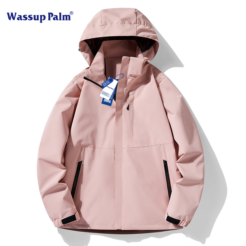 WASSUP PALM冲锋衣外套女春秋2023新款登山防水小个子美式夹克男