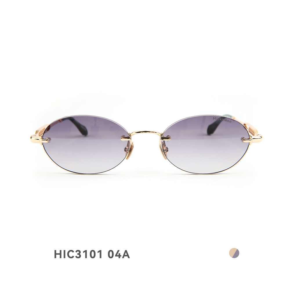 Hickmann海歌漫时尚椭圆形无框太阳眼镜清冷感金属墨镜女 HIC3101