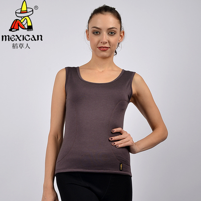 稻草人秋冬加厚三层桑蚕丝保暖背心女厚款打底保暖上衣28506