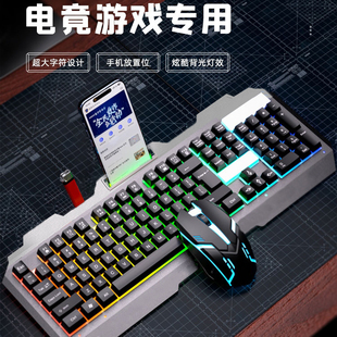 背光电脑台式 双飞蛇有线键盘鼠标套装 笔记本悬浮键帽机械手感USB