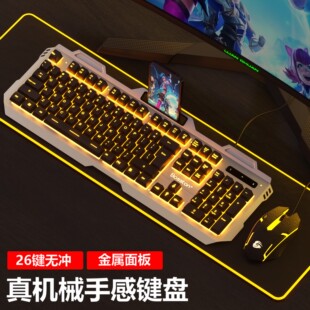 有线电竞游戏专用键鼠电脑台式 双飞蛇真机械手感键盘鼠标套装 USB