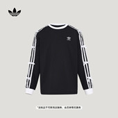 T恤儿童新款 女大童三条纹时尚 休闲长袖 adidas阿迪达斯官方三叶草