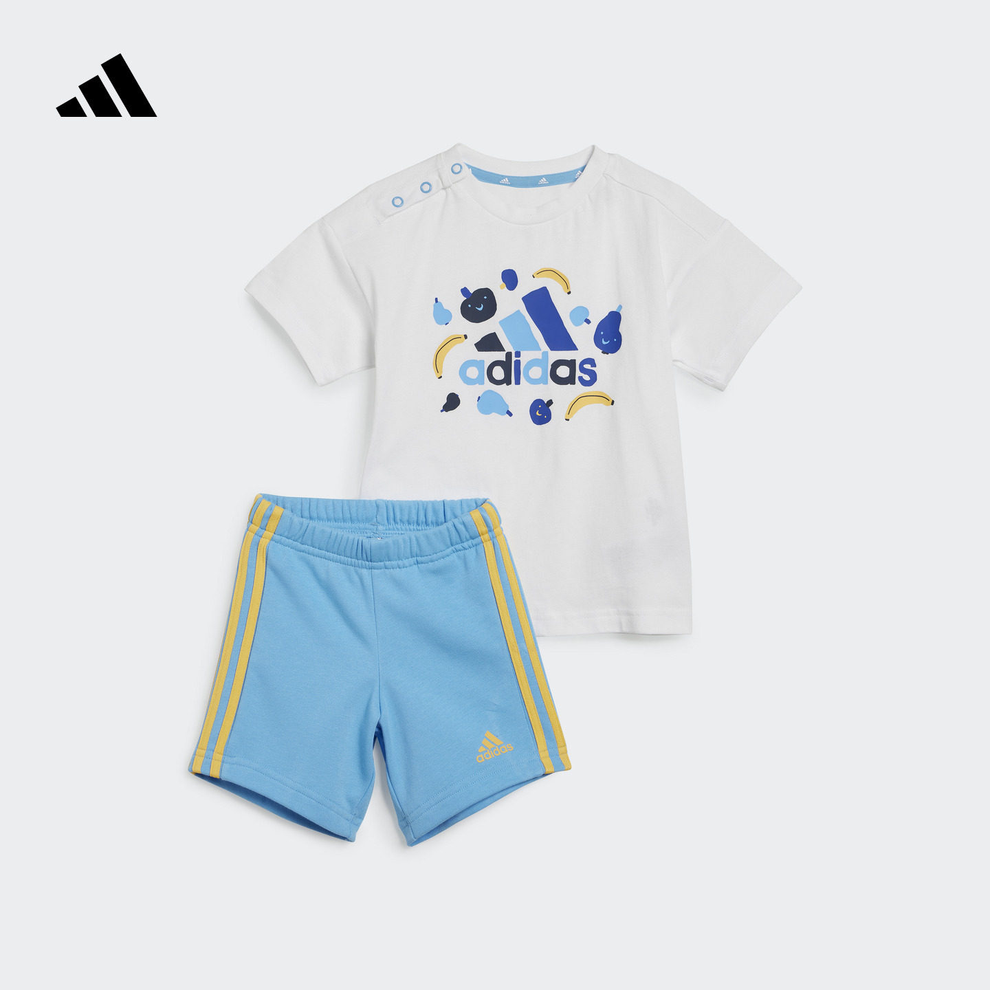 男女婴童A类休闲印花亲肤圆领短袖套装夏季adidas阿迪达斯轻运动