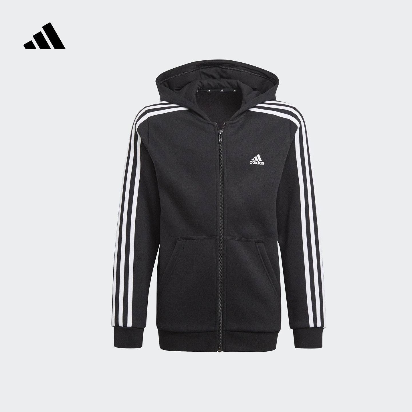 男童休闲舒适加绒连帽夹克外套儿童秋冬adidas阿迪达斯轻运动