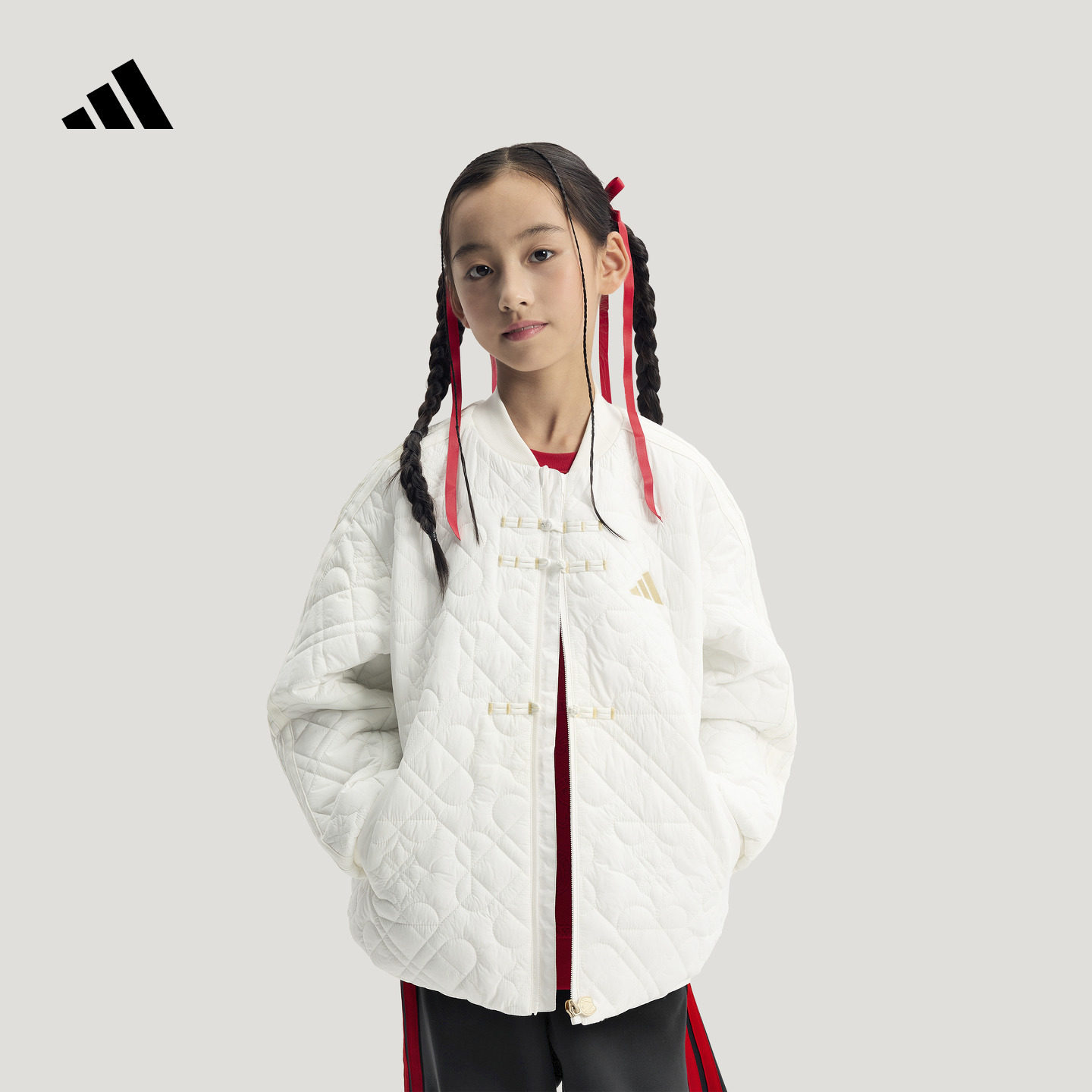 男女儿童新中式休闲立领保暖棉服冬季adidas阿迪达斯轻运动