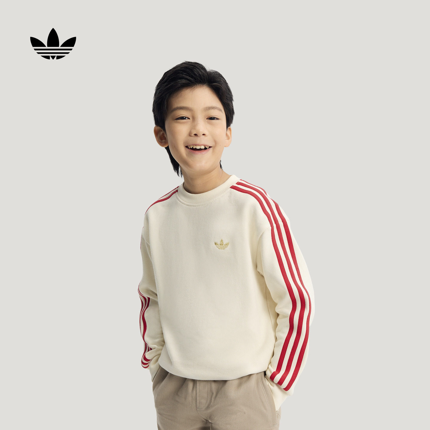 男大童时尚经典宽松运动套头卫衣秋冬adidas阿迪达斯官方三叶草
