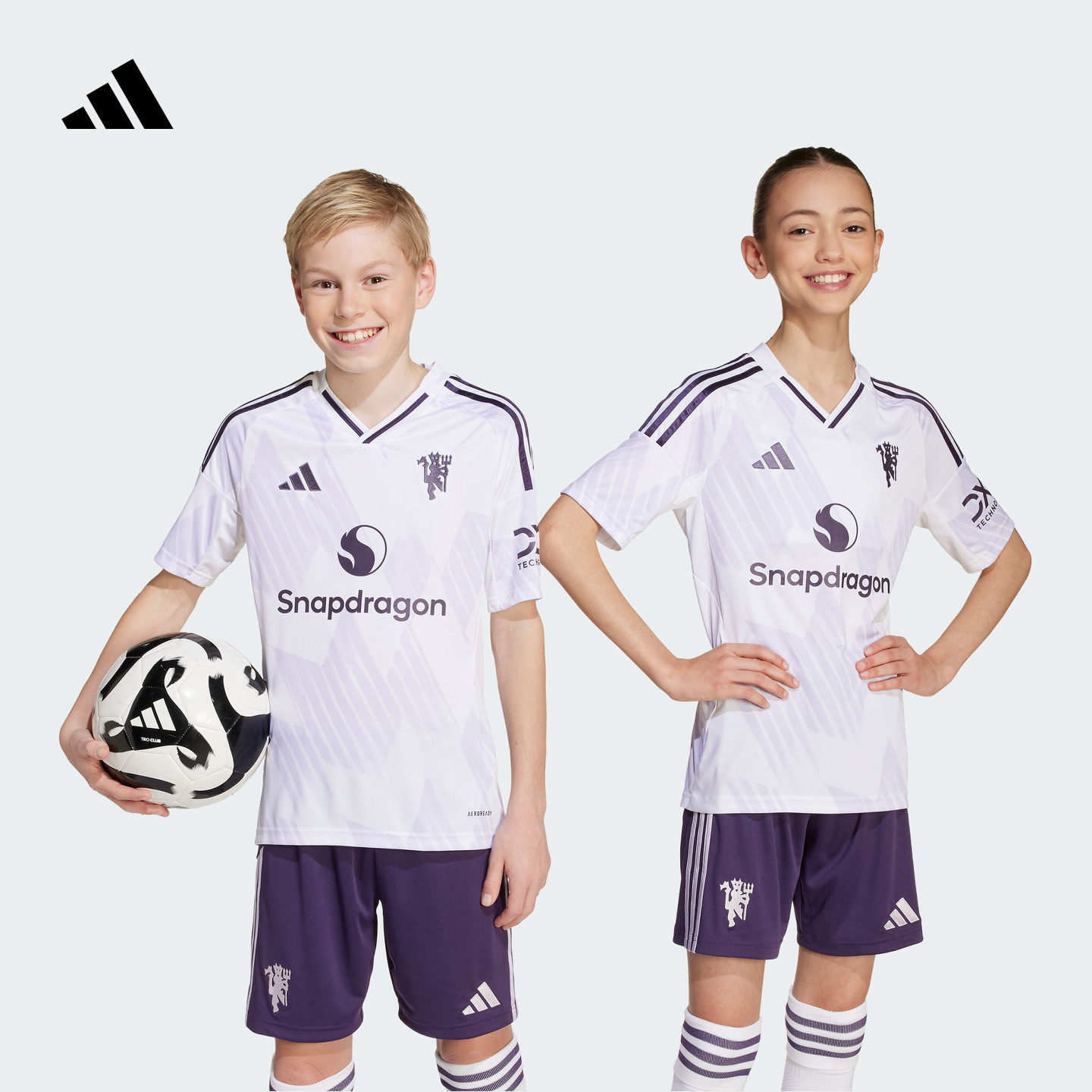 大童曼联客场速干足球短袖球衣儿童夏adidas阿迪达斯官方