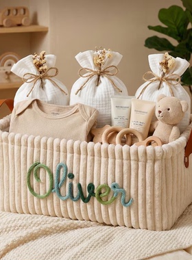 个性化定制名字手绣儿童衣物玩具收纳箱宝宝出生礼物小众生日礼物