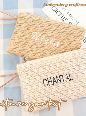 定制刺绣名字字母手拿包波西米亚风沙滩婚礼伴手礼单肩手拿斜挎包
