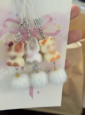 原创可爱蝴蝶结小绒猫挂件立体