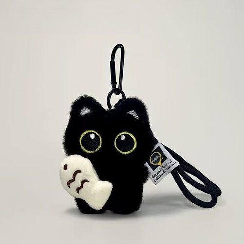 挂件小黑猫ins风卡通毛绒钥匙扣+
