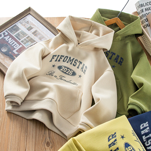 男女童2026春款不加绒华棉对复帽衫潮酷卫衣舒适百搭休闲中大童