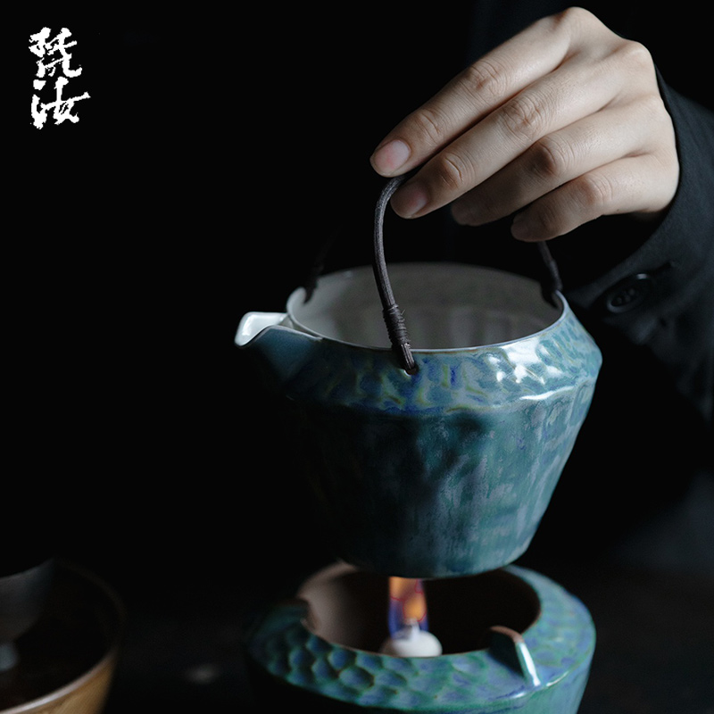 梵汝手作粗陶温茶炉加热茶具小火暖茶器底座复古提梁公道泡茶套装