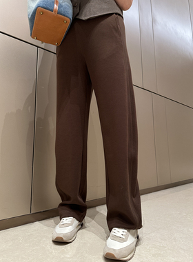 显瘦香蕉型神裤~时髦范 垂感满分高弹显腿长阔腿直筒休闲加绒长裤
