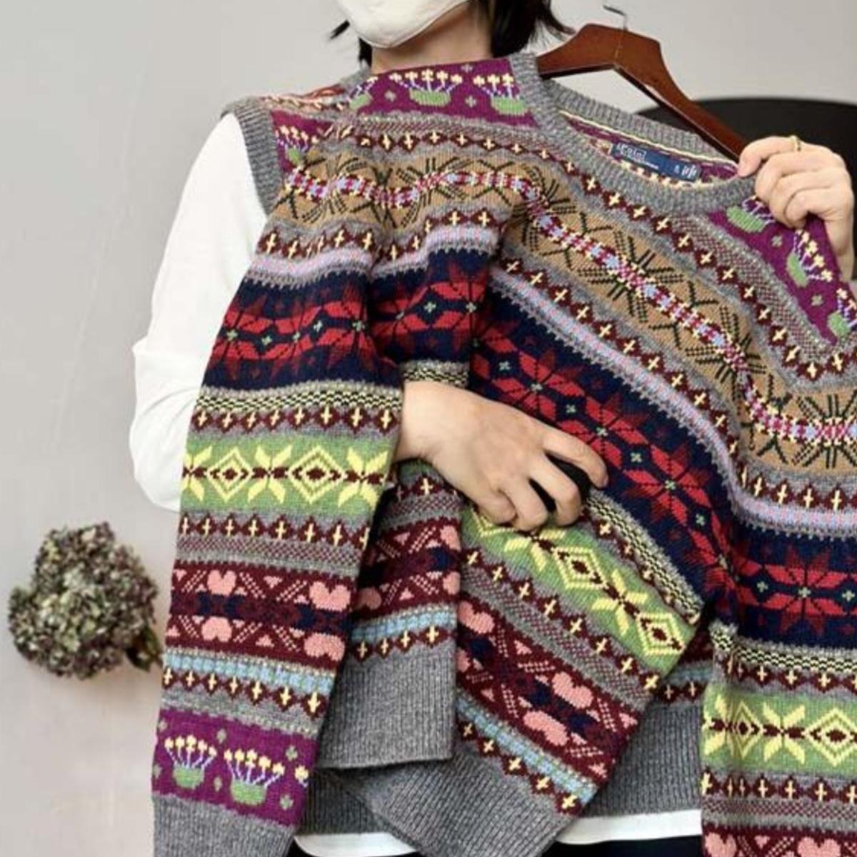 胖小妮的春天羊毛套头针织衫