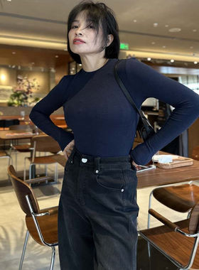 经典气质，舒适度拉满！圆领长袖修身弹力羊毛打底衫针织衫上衣女