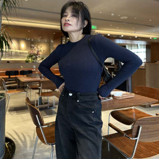 圆领长袖 舒适度拉满 修身 弹力羊毛打底衫 上衣女 经典 针织衫 气质