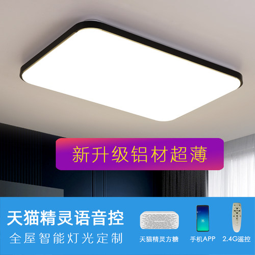 北欧简约现代大气1米客厅灯大厅高亮LED吸顶灯铝材黑色银色卧室灯 - 封面