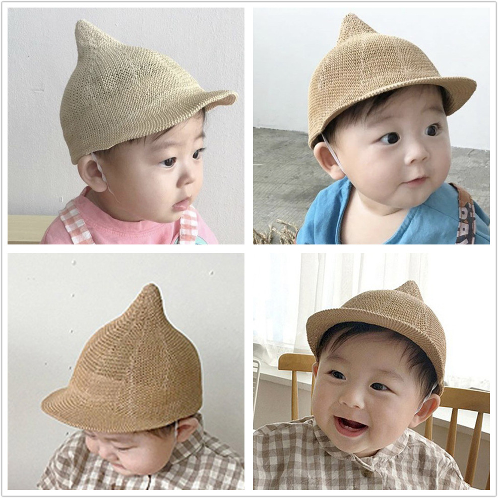 夏季薄款婴儿帽子韩版可爱宝宝鸭舌帽短檐男童草帽夏天小童奶嘴帽