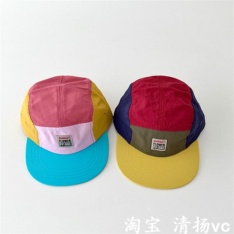 日韩潮流拼色儿童棒球帽个性街舞平檐鸭舌帽男夏季薄款遮阳帽子女