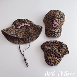 韩版ins儿童渔夫帽 男女童个性欧美风豹纹时尚防晒潮童棒球前进帽