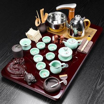 整套茶具套装家用喝茶全自动烧水壶一体茶盘茶台茶道托盘