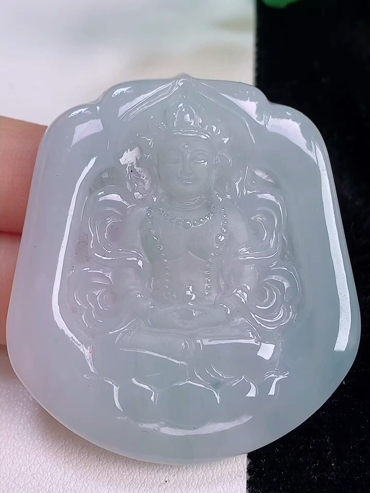 玉坠挂件珠宝首饰正品真品正宗缅甸天然翡翠a货冰种白冰度母吊坠