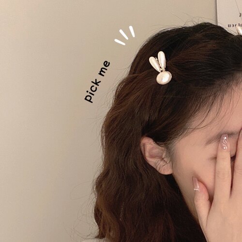 小兔子珍珠发夹侧边夹子刘海夹