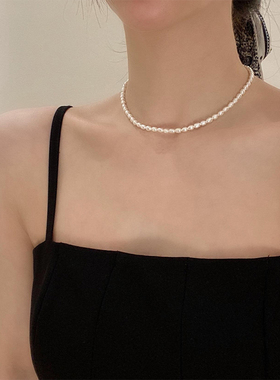 法式高级感配饰天然淡水小珍珠项链女锁骨链轻奢小众设计感颈链