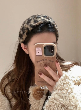 毛绒豹纹宽边发箍发卡女秋冬头饰新款发饰压发发箍发饰