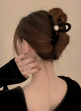 赫本优雅气质韩国发夹大号抓夹秋冬新款植绒夹子鲨鱼夹抓发夹头饰