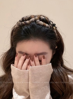 毛绒豹纹眼镜发箍女高颅顶发卡高级感洋气时尚秋冬头饰头箍发饰