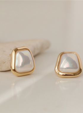 S925银针简约气质韩国珍珠耳钉女高级感大气耳环轻奢法式网红耳饰