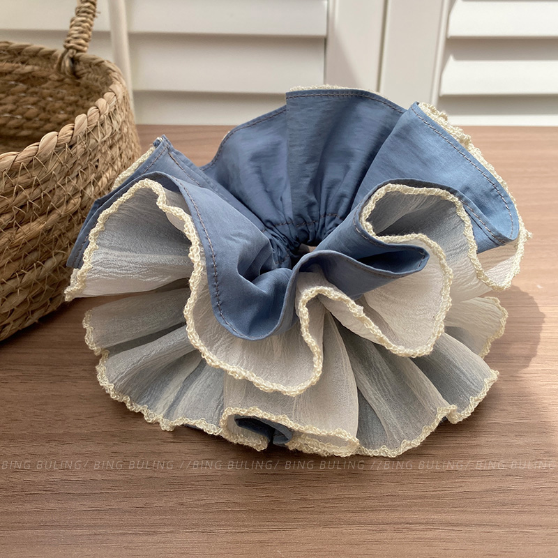 蓬蓬多层发圈蓝色发圈韩系大肠发圈大号头花新款扎头发头绳头饰