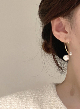925银针小众设计感珍珠耳环高级感轻奢耳饰韩国气质耳坠女简约