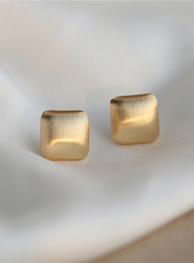 S925银针简约几何拉丝耳钉小众冷淡风耳环女气质韩国高级感耳饰