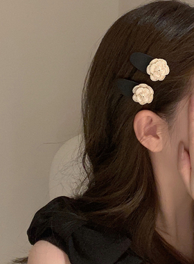 珍珠山茶花发夹头饰头发夹子刘海夹边夹侧边小夹子发饰碎发夹