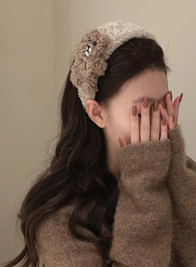 羊羔毛小熊兔子发卡毛绒发箍女款秋冬头饰头箍洗脸发箍发饰