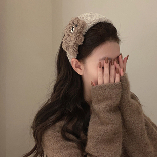 羊羔毛小熊兔子发卡毛绒发箍女款 秋冬头饰头箍洗脸发箍发饰