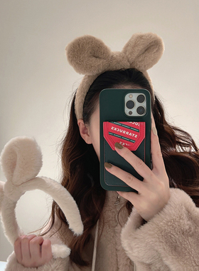 毛绒兔耳朵发箍女洗脸头箍网红发卡头饰发箍高颅顶可爱俏皮发饰