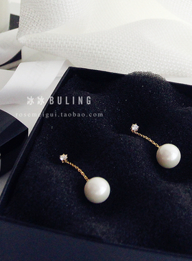 韩国气质百搭简约精致S925银针珍珠吊坠耳坠气质防过敏贝珠耳环