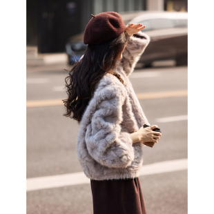 复古保暖百搭宽松仿貂毛皮草大衣外套 时尚 苏醒 乐园名媛冬季