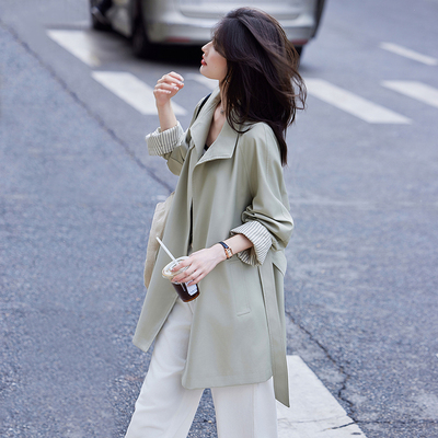 苏醒的乐园春季时尚日常通勤中长款英伦韩版宽松大衣外套风衣女