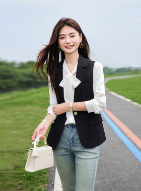 秋季坎肩背心衬衫职业马夹外套两件套商务通勤套装女