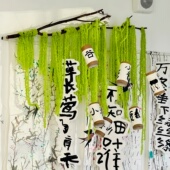 春季 饰 绿色系毛线幼儿园环创场景吊饰挂饰自然角编织区毛毡燕子装