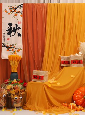 秋日幼儿园环创自然角氛围装饰挂布美拉德晒秋收场景布置挂饰布幔